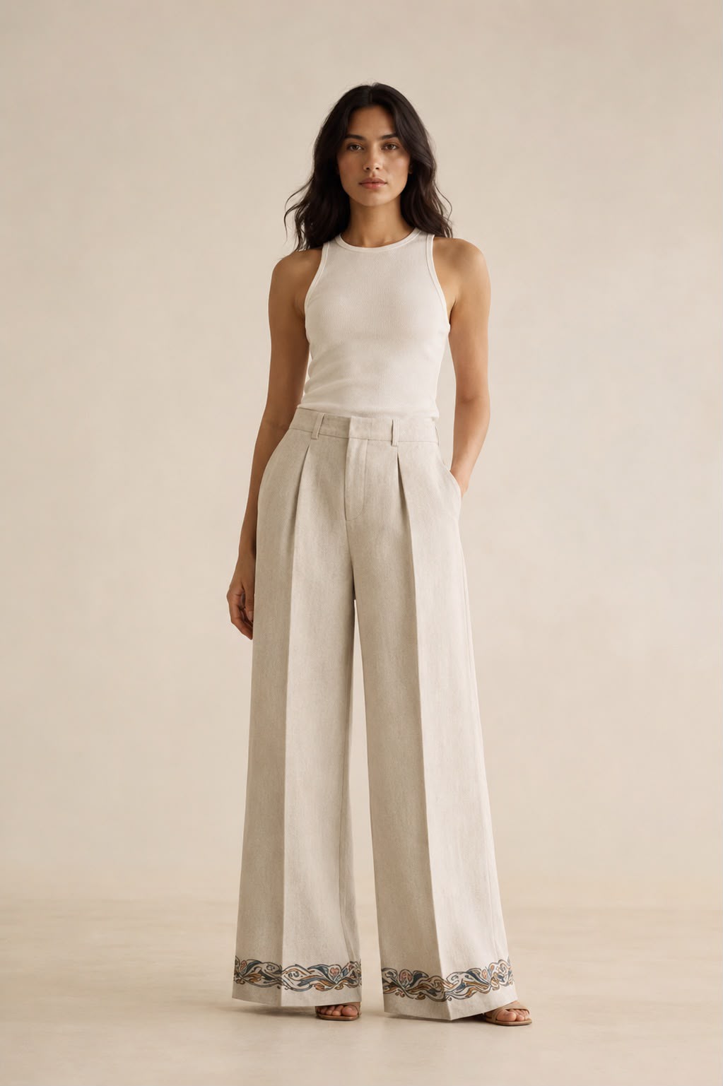 Wide Trouser — Flax